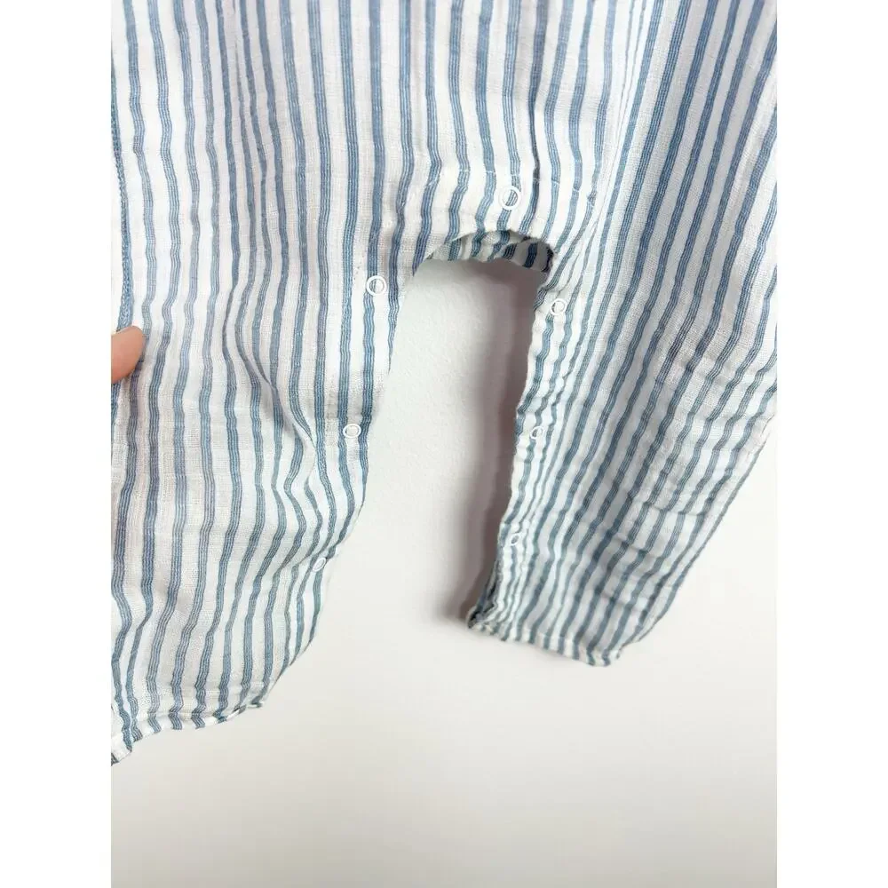 NEW TullaBee by Angel Dear Blue Stripe Overalls 100% Cotton 18-24 Months